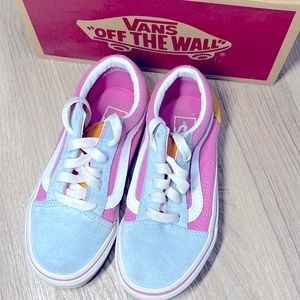 Vans skater sneakers girl size 12 pink blue yellow white